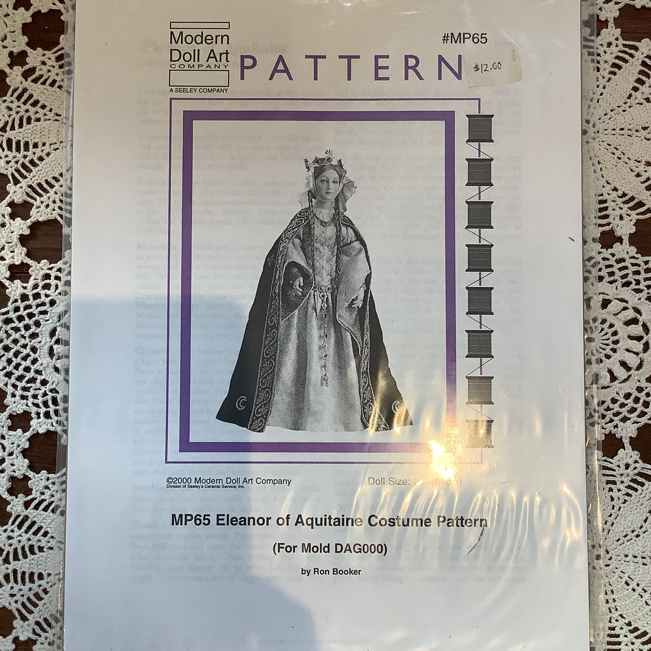 Sewing pattern to make 12th-century noblewoman's costume for Alyssa or Estella doll