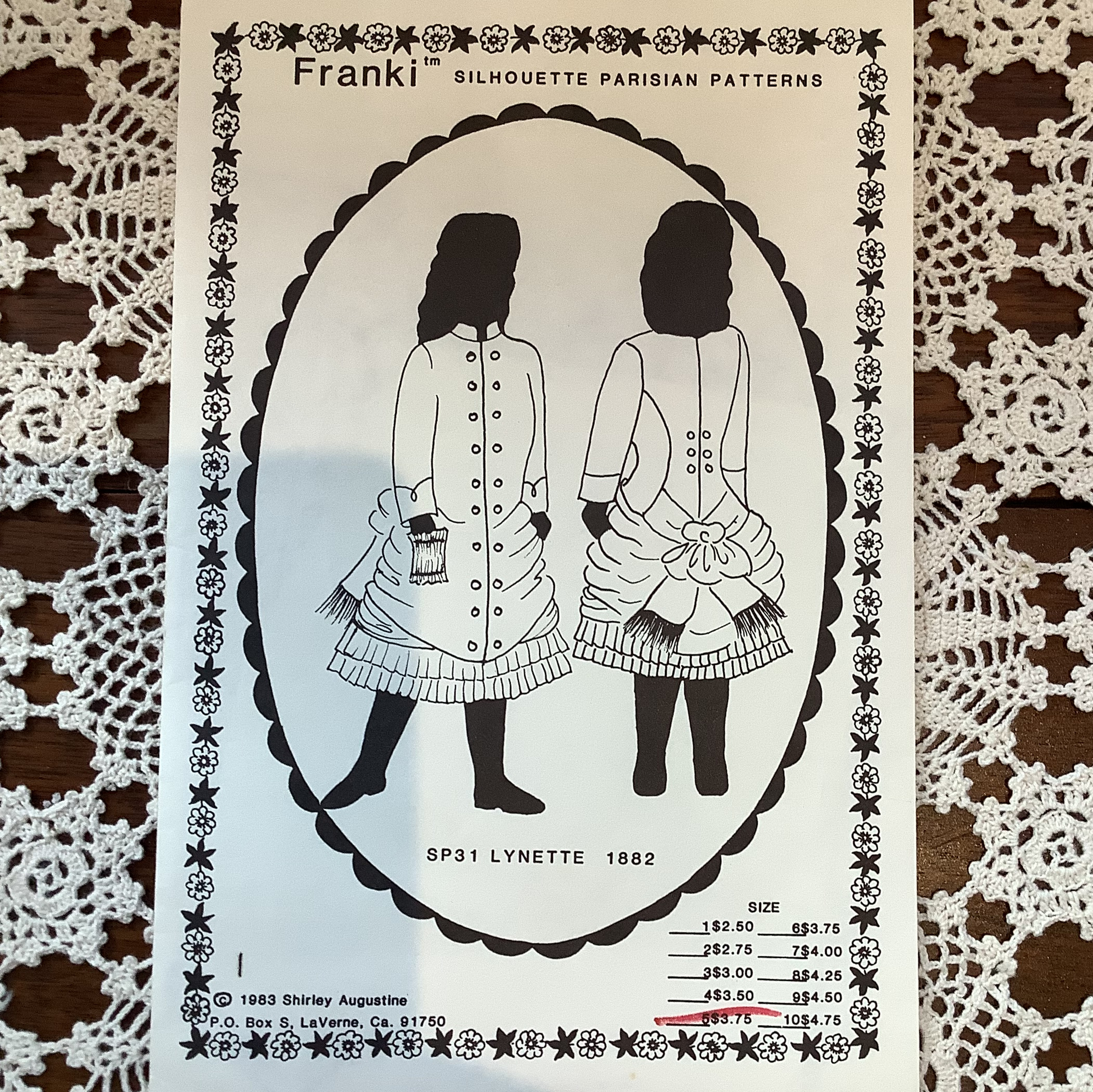 Pattern for a dress with low waist and bustle bow