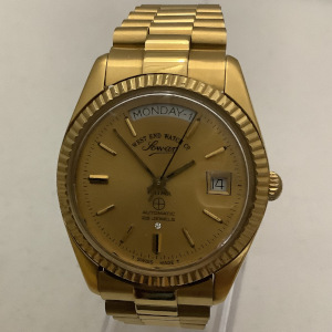 West End Watch Co Day Date Sowar wristwatch with gold plated case